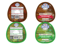Продуктови етикети на различни разфасовки оригинален канадски кленов сироп
